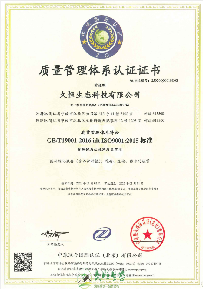 无锡江阴质量管理体系ISO9001证书